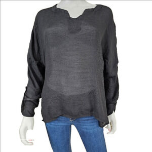 MISSLOOK Long Sleeve Sheer High Low Blouse Size XL